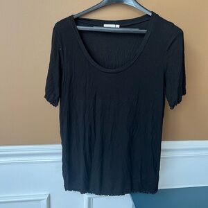 AG ADRIANO GOLDSCHMIED Women’s Black Ribbed Tee Size XL Capsule Wardrobe